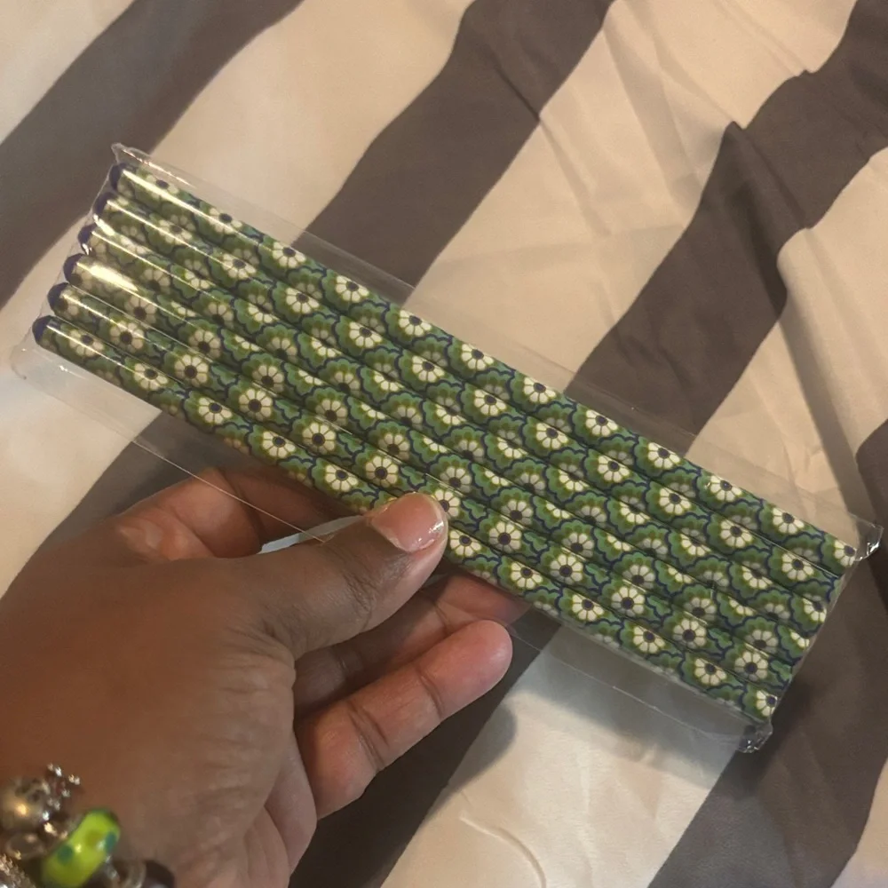 Vera Bradley Green Floral Pencil Case